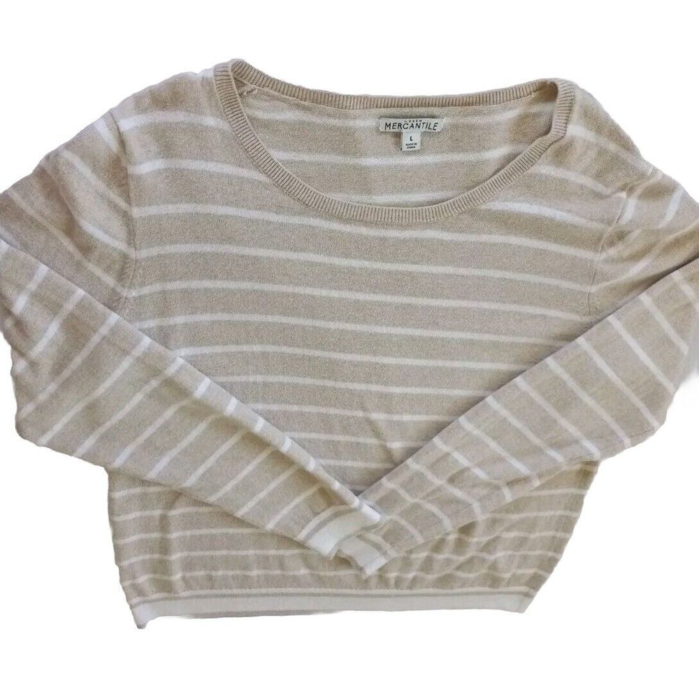 J Crew By Mercantile cardigan Women's sweater Jacket Large Beige Crewneck  style